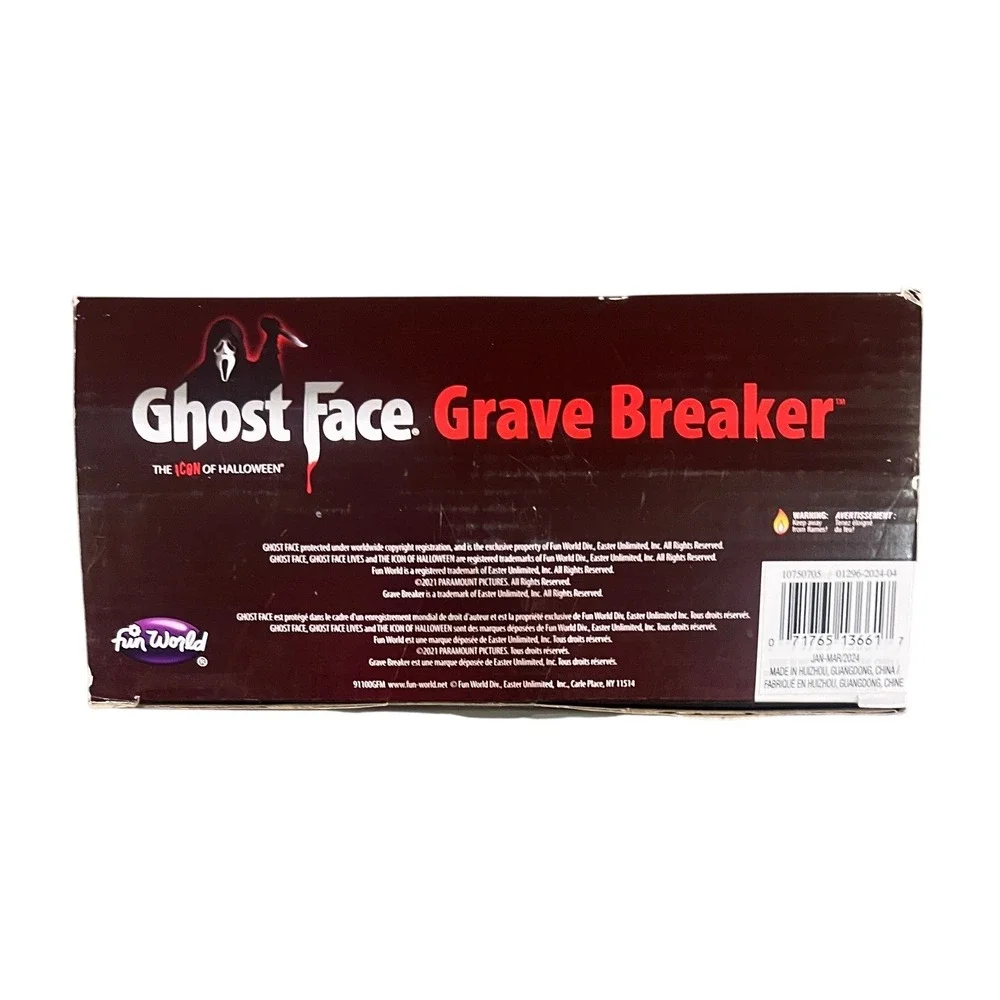 Ghost Face Grave Breaker Life Sized Halloween Prop Fun World Scream 91100GFM